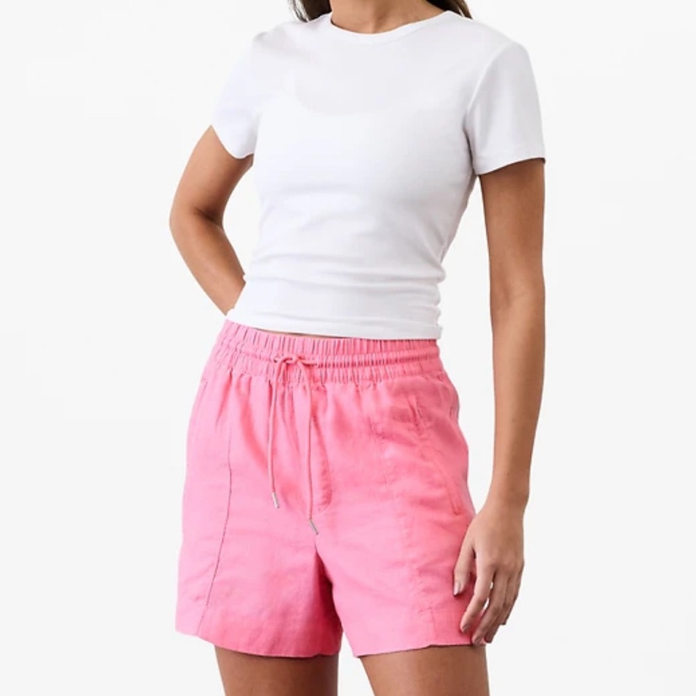 ATHLETA Retreat Linen Mid Rise 4" Short SZ XL 100% Linen